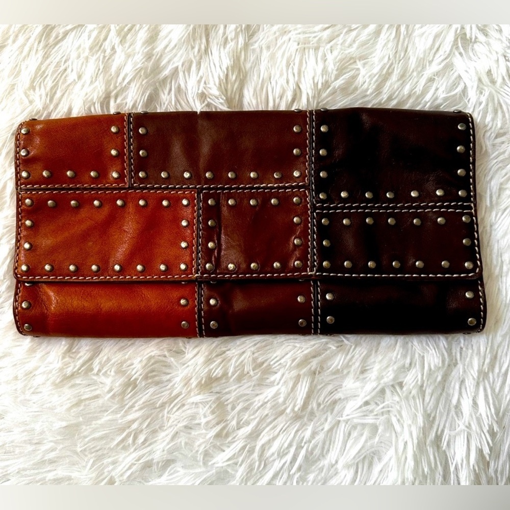 Super Rare Vintage Michael Kors Studded Leather Patchwork Women’s Clutch Purse.
